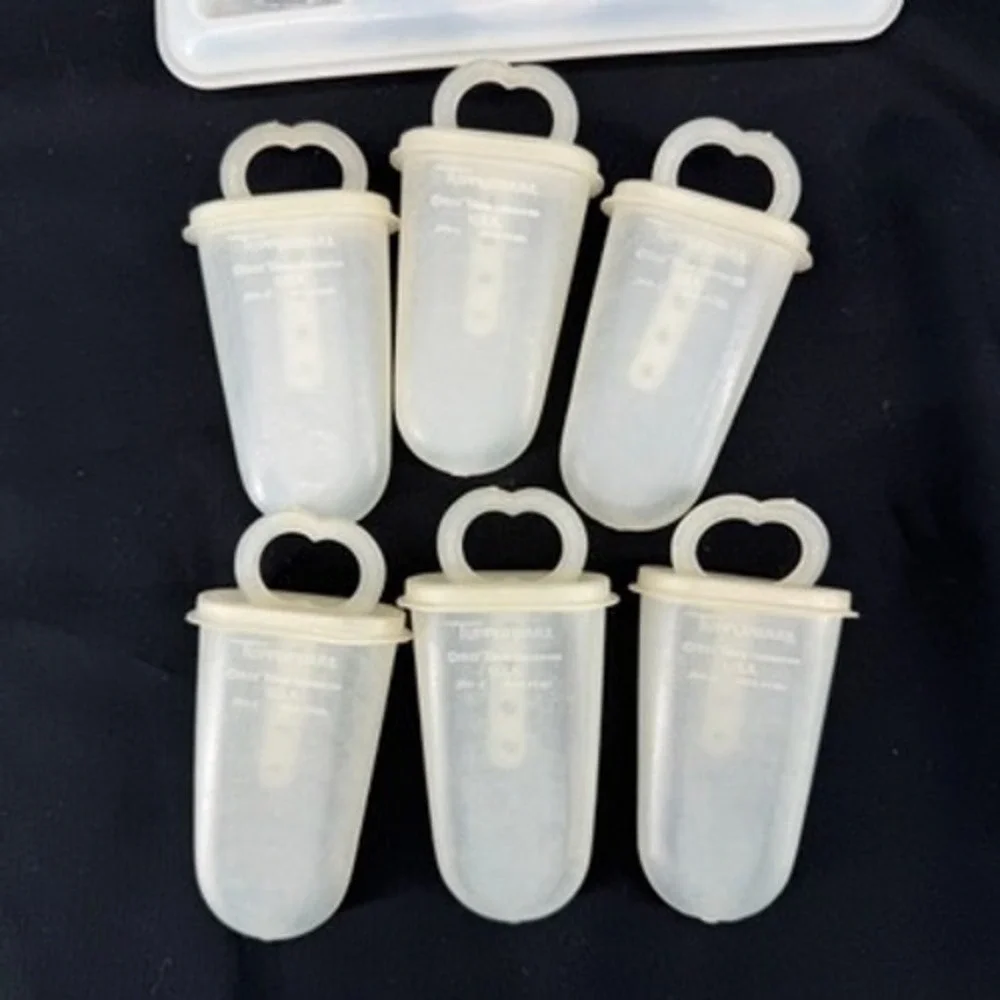 Vintage Tupperware Ice Tups Popsicle Maker Set 6 Molds Tray White 344-6 USA